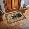 Antique Black Cat Rug with Eclectic Floral Pattern Black Academia Rug Cottagecore Botanical Decor Cat and Flower Mats Aesthetic