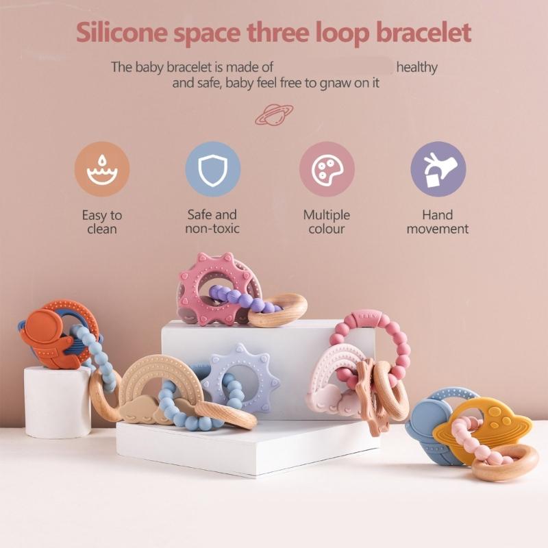 Infant Teething Relief Teether Silicone Soothing Bracelet Lovely Grasp Toy for Baby Over 3 Months Easy to Clean