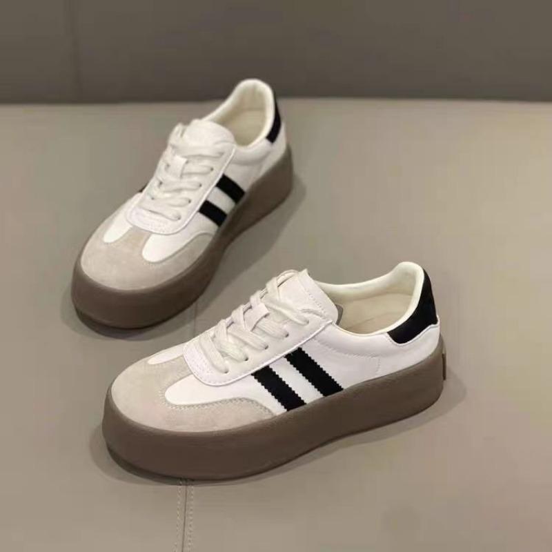 

Повседневная обувь на толстой подошве, спортивная обувь 2024, новая коровья кожа, все мягкая подошва внутри, увеличение роста, тренировочная женская обувь 40 белый