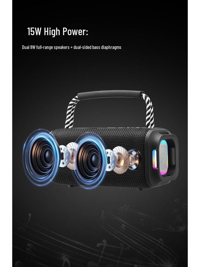Portable High-Power Mini Bluetooth Speaker with Heavy Bass and Card Slot for Outdoor Use