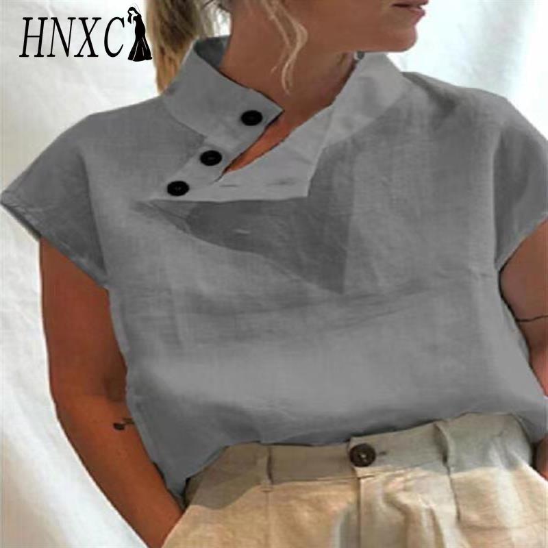 

HNXC Женская Мода Повседневные Однотонные Блузки и Рубашки с Коротким Рукавом с Принтом XXXL серый