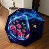 1pc Flowers Butterfly Automatic Open/Close Umbrella Compact Folding Umbrella with 8-Rib Shaft for Women/Men, Portable Travel Umbrella,1187S