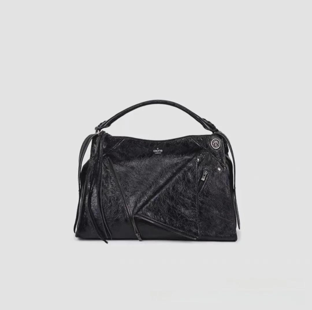 

GROTTO Maillard женская сумка-мессенджер с лацканами из натуральной кожи большой вместимости