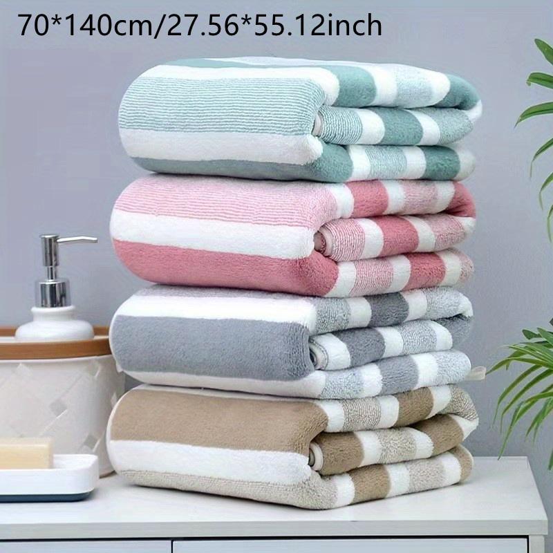 4 Piece Luxury Striped Towel Set - Quick-Dry & Highly Absorbent for Home, Hotel, Spa - Includes Bath, Hand & Washcloths