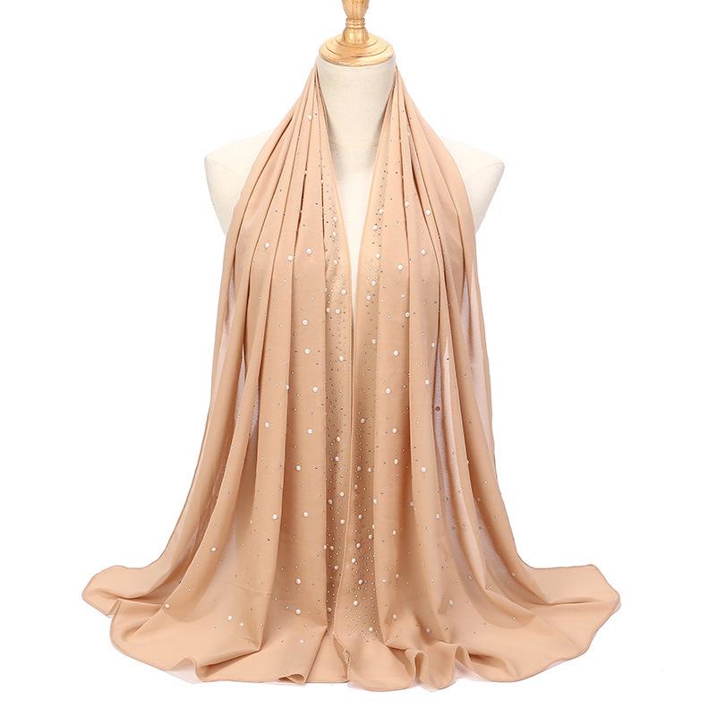 

Malaysia Pearl Rhinestone Chiffon Headscarf MSL077 72x175CM
