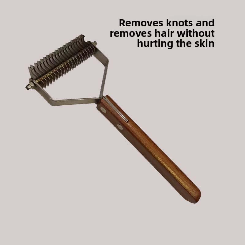 

Pet Open Knot Comb, Stainless Steel Comb with Wooden Handle, Golden Retriever Grooming Comb for Dogs To Float Hair коричневый