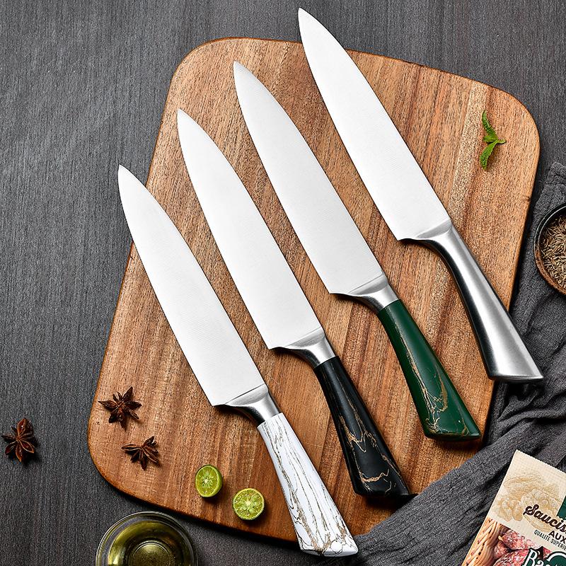 7pcs Kitchen Knife Set Stainless Steel Chef Knife Slicing Knife Professional Meat Cleaver Kitchen Scissors Fruit Knife