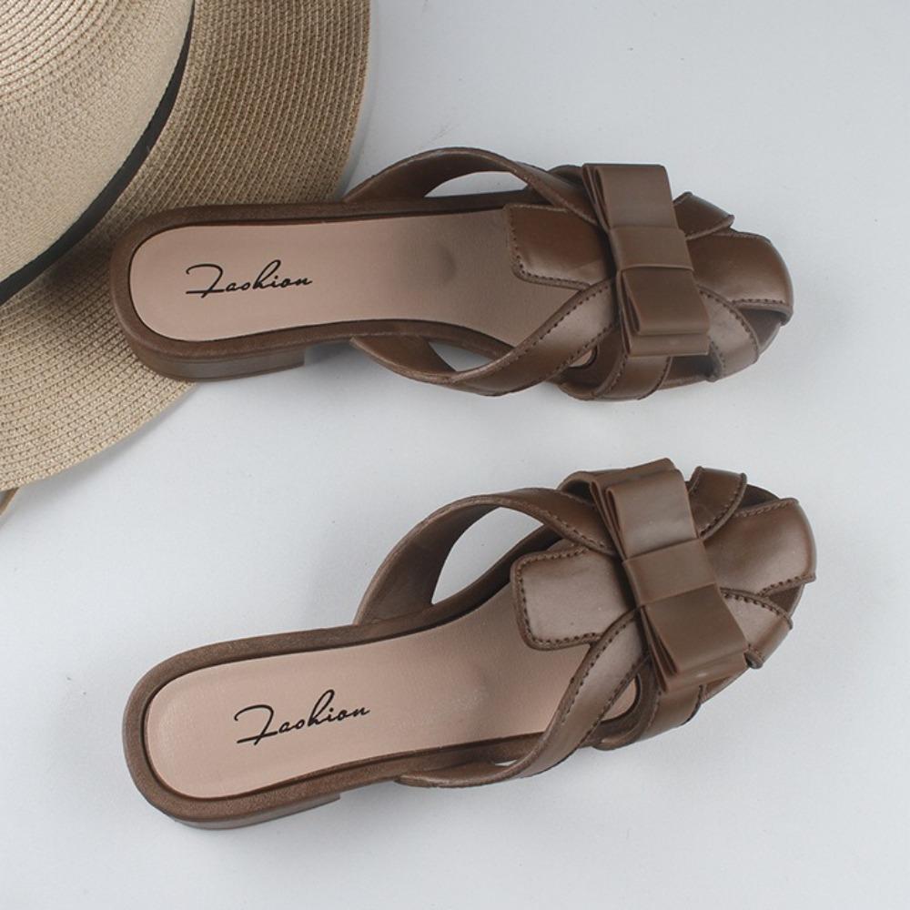 Fashion Slippers Women's 2025 Summer New Hollow Solid Color Square and Casual Versatile Outer Wear Fashion Cool Slippers Women's