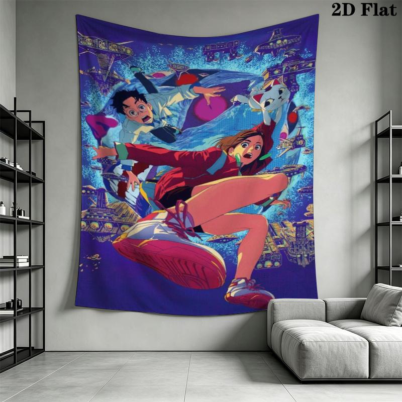 Dandadan Wall Tapestry Aesthetic Wall Hanging Printed Fabric Blanket Decorative Tapestries for Bedroom Living Room Home Decor