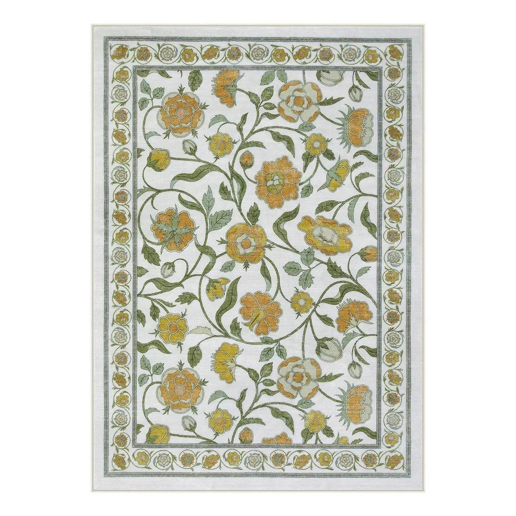 Boho French Elegant Floral Green Rug European pastoral style living room decorative carpet bedroom art carpet washable carpet