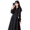 Hepburn-style French Dress: Plus Size Slimming, Autumn/Winter, Cinched Waist, Polo Collar, Structured Shoulders, Inner Layer