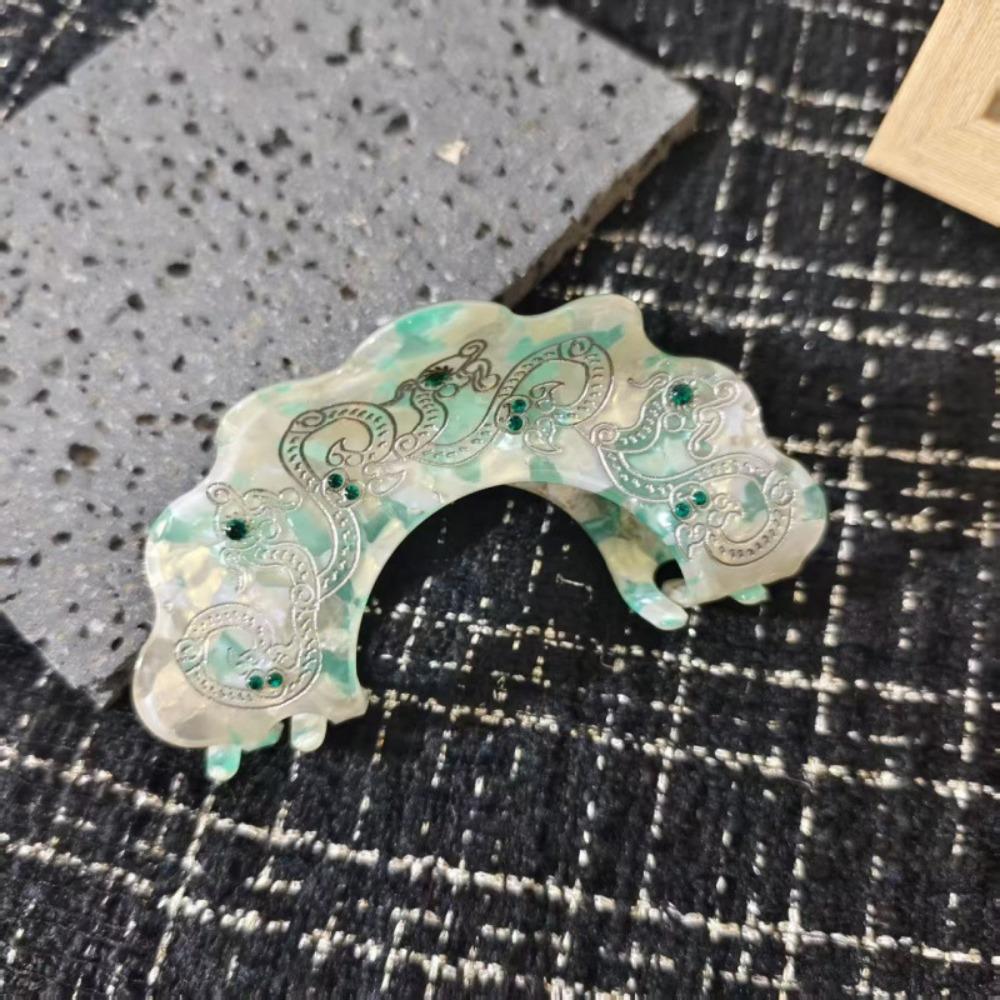 Chinese Style Dragon Pattern Hair Claw Acetic Acid Antique Style Grab Clip Daily