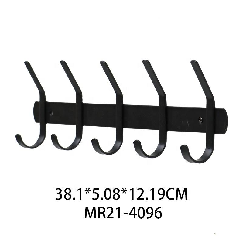 Black Iron Metal Wall Mounted Coat Rack with Key Holder Zebra Pattern 7 Hooks Eco-Friendly Multifunction Design for Clothing