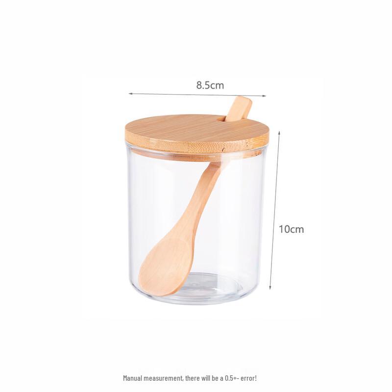Bamboo Lid Glass Seasoning Jar 1 pc with spoon