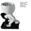 Mini Green Plant Pot Fun Workout Figure Planter, Modern Resin Treadmill Runner Pot, Dumbbell Black And White Planter Body Builder Holder,