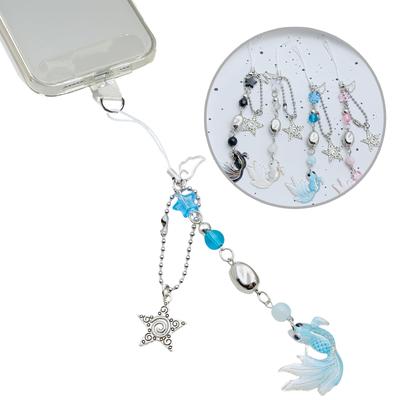 Colorful Fish Star Beaded Phone Charm Pendant Handmade Sturdy Acrylics Fashion Accessory for Trendy Look Daily Use
