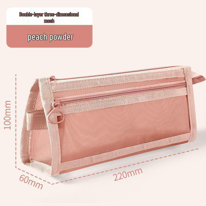 

3D Large Capacity Mesh Pencil Case for Students and Children - Suitable for Exams, Junior High, and High School. цвітіння вишні, рожевий колір