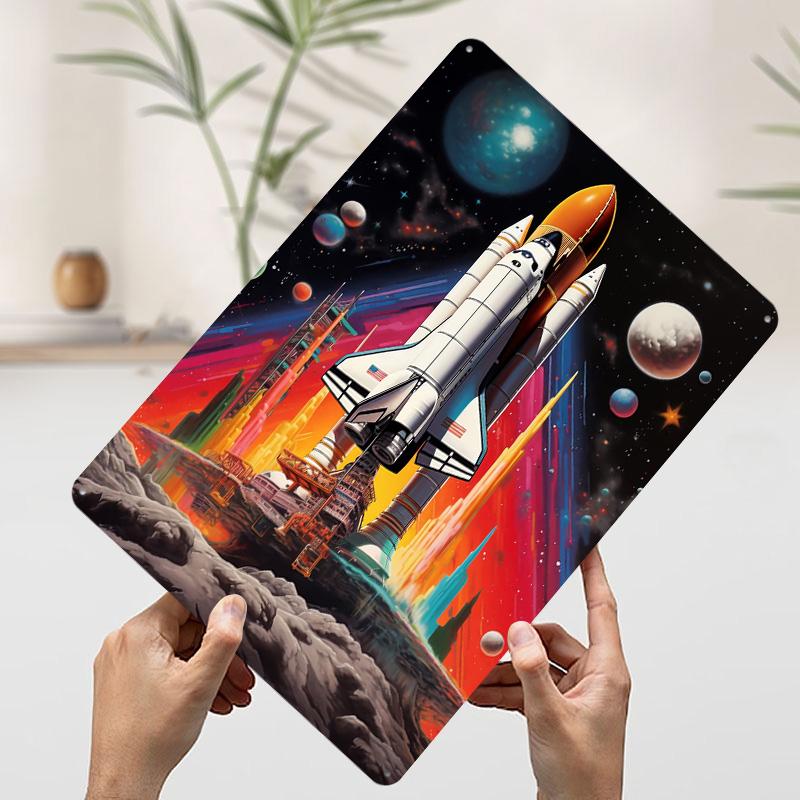 

Space Shuttle Launch Tinplate Poster Customized Wall Art Vintage Retro Metal Signs for Home Decor Living Room Decoration Garage 7.9x11.8In(20x30cm)