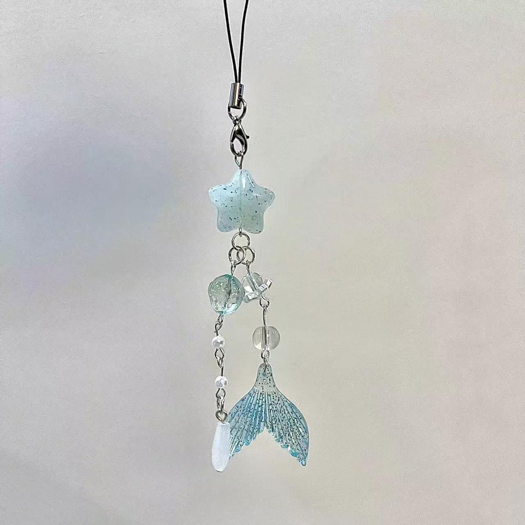 Trendy Handcrafted Bead Phone Chain Versatile Beaded Phone Lanyard Accessory Fish Tail Designs for Bags and Keys