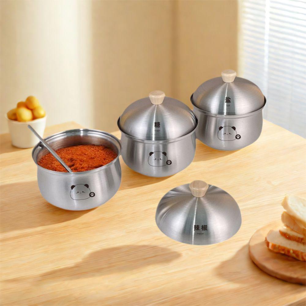 Large Capacity Kitchen Condiments Pot Silver Seasoning Jar Durable Salt Organizer  Coffee Storage