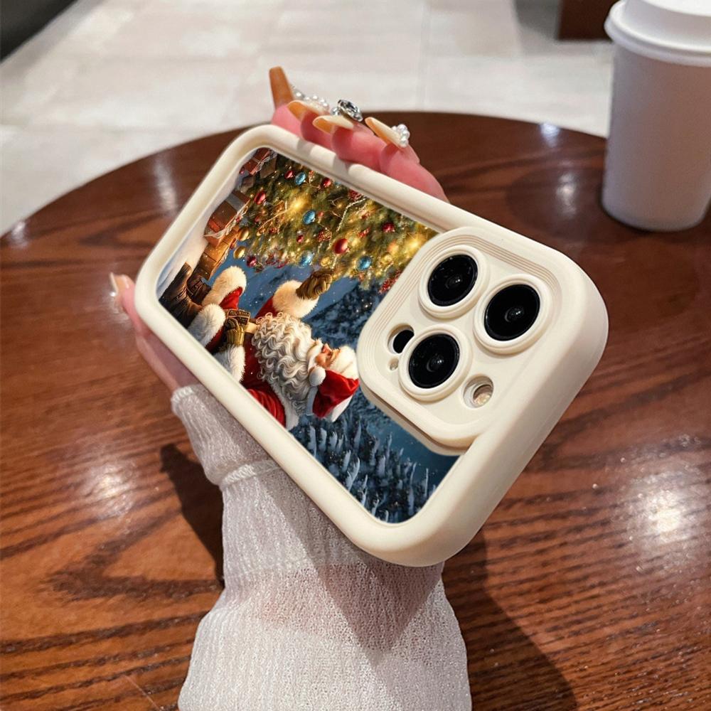 N105 Christmas Happy New Year Art Soft Angel Eyes Phone Cases for iPhone 16 15 14 13 11 Pro Max 8 7 6s Plus 12 Mini XR XS Max SE Shockproof Cover