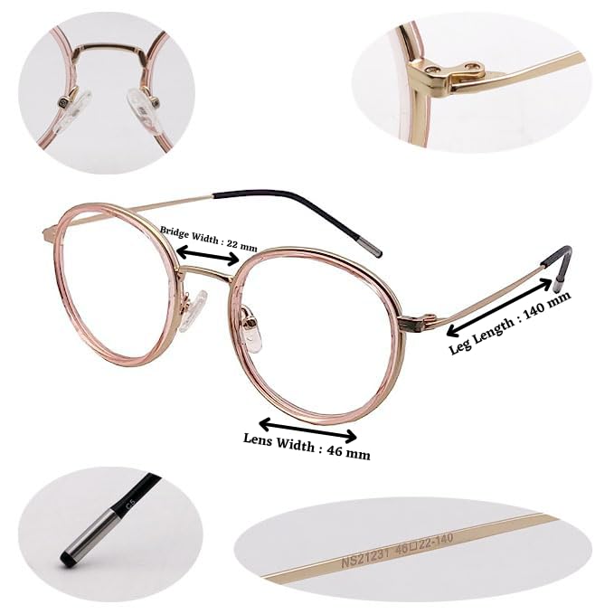 RSINC Vollrand Rosa Golden Schwarz Rahmen   PARA-NS21231 46-22-140 C5 (IB- 4) M1 NS21231 46-22-140 C5 Rosa Golden Schwarz