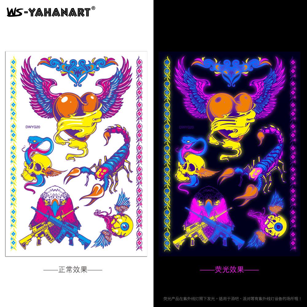 

Креативная флуоресцентная татуировка наклейка на лицо бабочки, водонепроницаемая татуировка на руку с маленьким свежим цветком, трехмерная резьба по бумаге в виде скорпиона A5