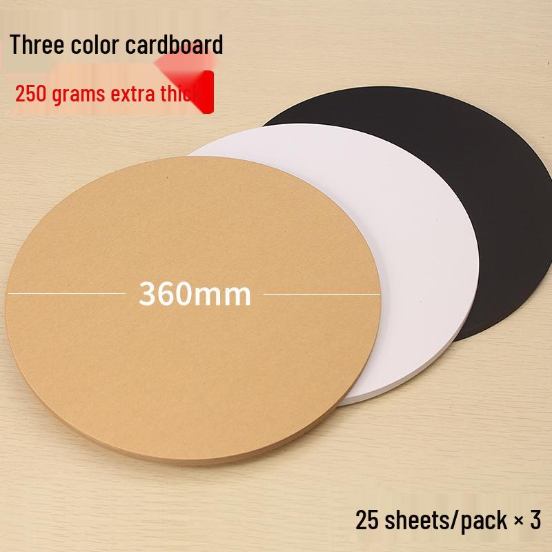 Round Cardstock Pack: White, Kraft, and Black for Kids' Art and Crafts.