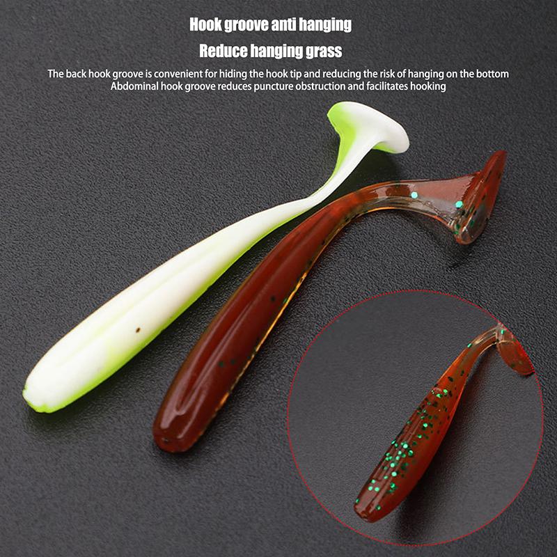 30-Piece Soft Fishing Lure Set With T-Tail - Durable Plastic Baits For Bass, Trout & More - Includes Minnow Swimbaits, Jig Hooks