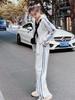 Hoodie and Tracksuit Sweatshirt with Sports Casual Loose Korean Plus NTZ05 D.IIZOO Women's Spring/Autumn 2-Piece Set, Zip-Up Pants, Loungewear, Fit,