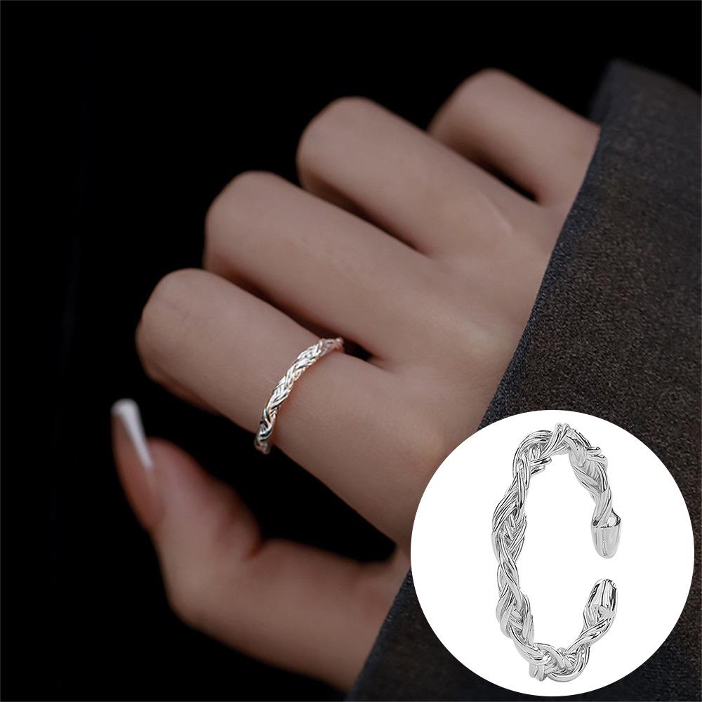 Exquisiter offener Goldring: Japanischer & Koreanischer Stil, Dünnes Band mit Diamanten besetzt, Stapelbarer & Eleganter Fingerschmuck