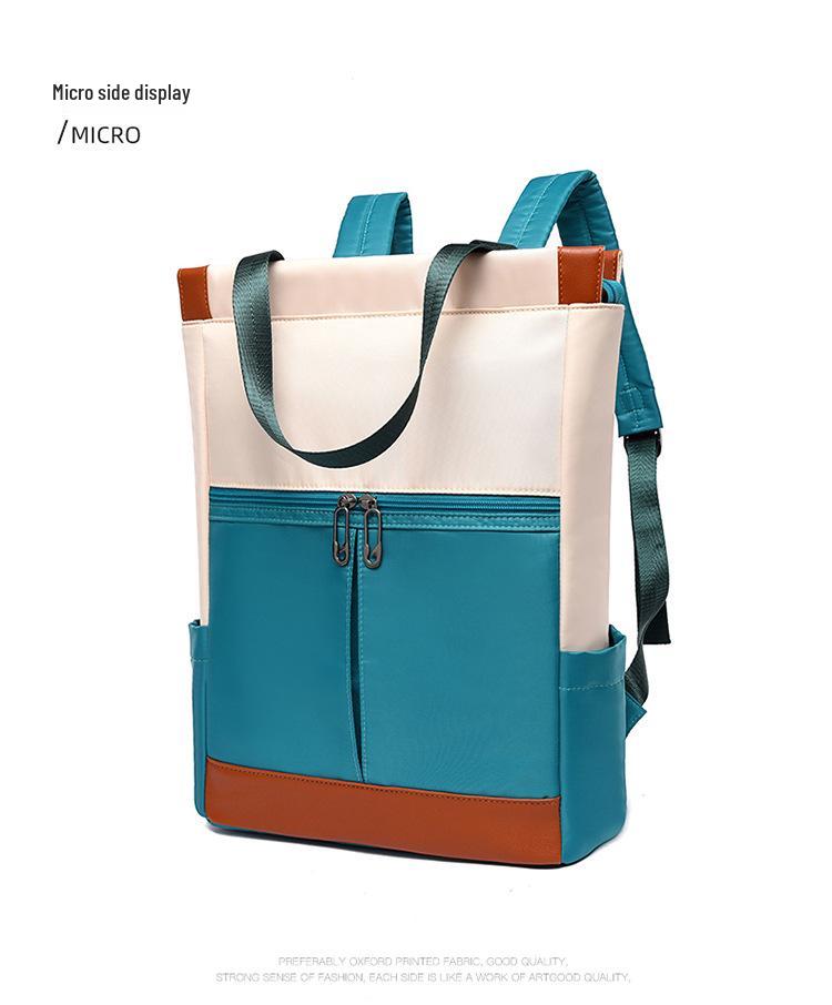 Damen Zwei-Wege Rucksack aus Oxford-Gewebe - Großes Fassungsvermögen, Unifarbe, Gedrucktes Logo, Reisehandtasche & Umhängetasche