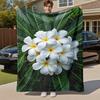 1PC Plumeria FlowersOutdoor Flannel Blanket - Soft Plush Decor for Picnics, Camping, Bedroom, Playroom, Office, or Lunch Break 1341A