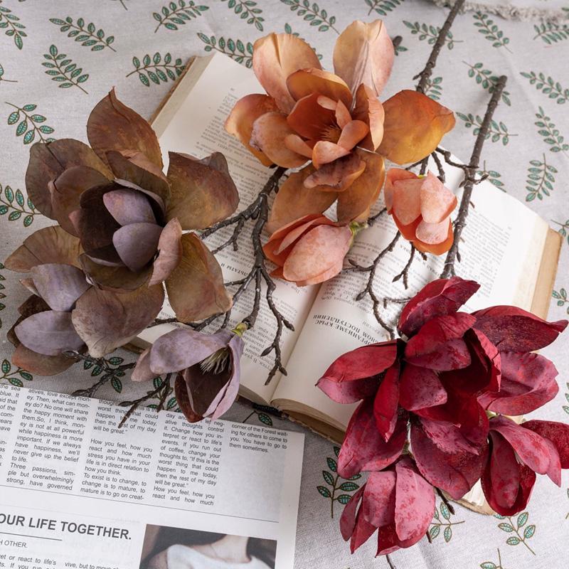 1PC Artificial Flowers Large Orchid Flowers Real Touch Wedding Party Decor Luxury Magnolia Branch Elegant Fake Flower