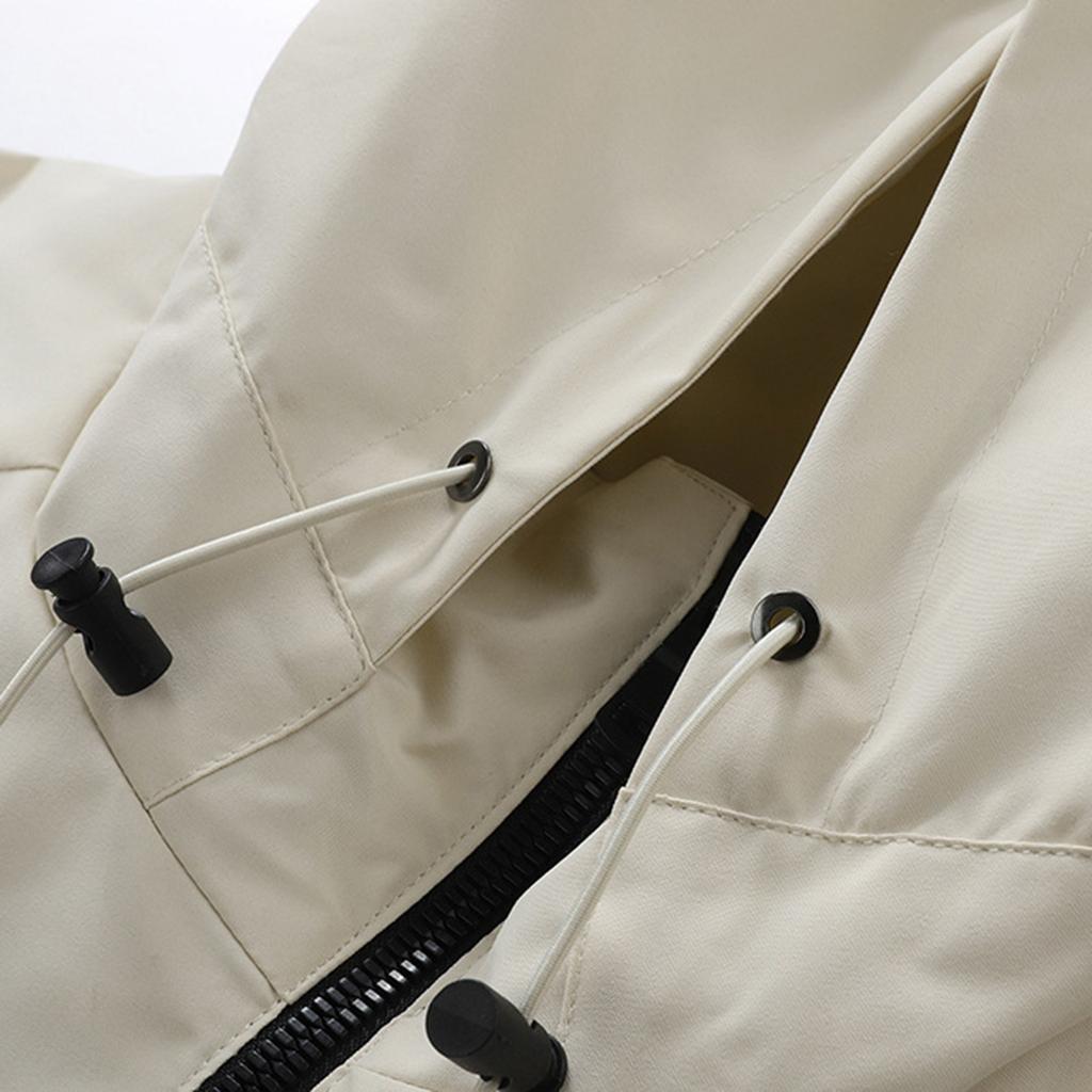 Men's Solid - Color Outerwear Waterproof And Wind - Resistant Hooded Windbreaker, Outdoor Sports Raglan Sleeve Jacket, Men's Fleece - Lined Jacket