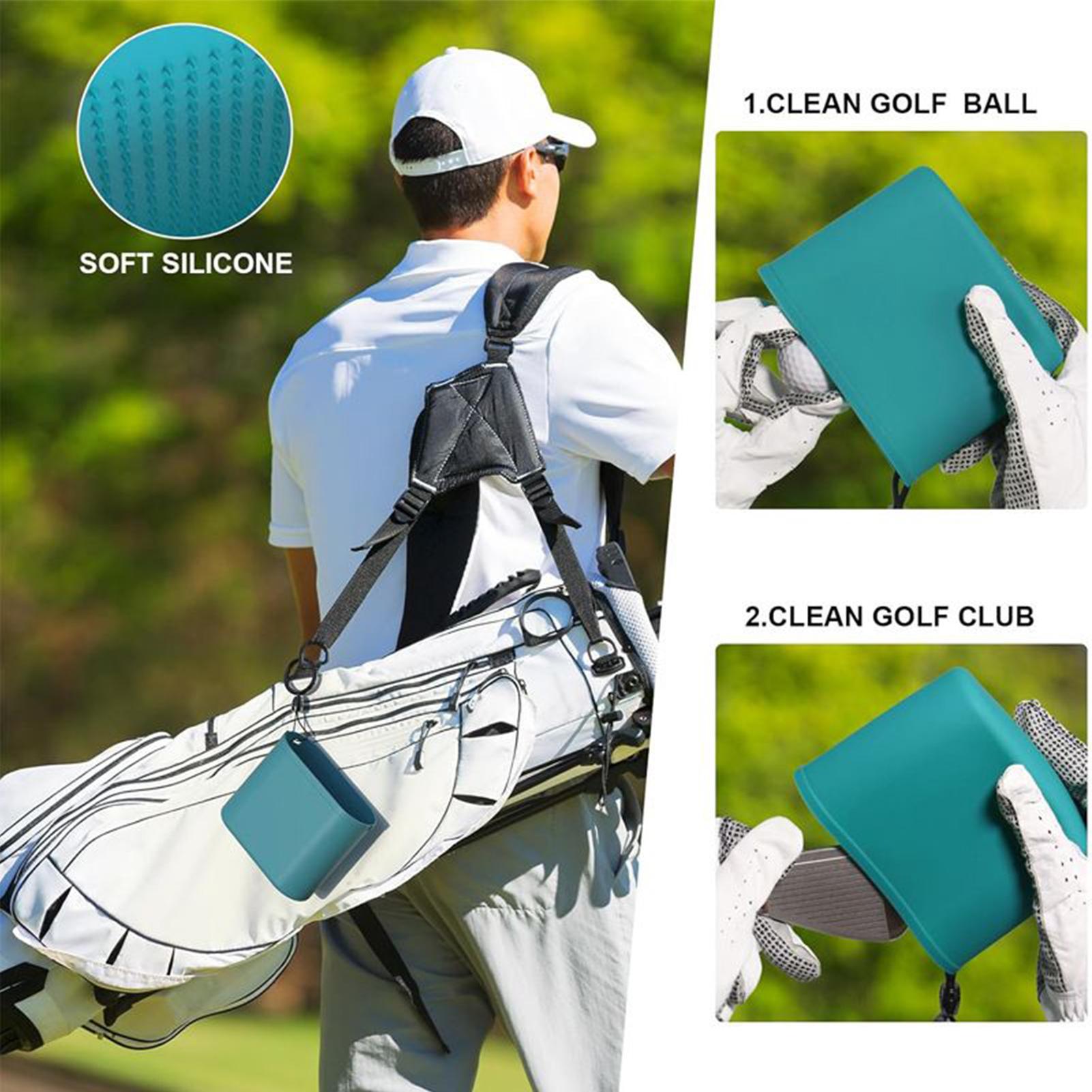 

Golf Ball Cleaner Portable Washer Bag With Carabiner Clip For Golf Club And Ball Compact On-Course Accessory Portable Grooves CN