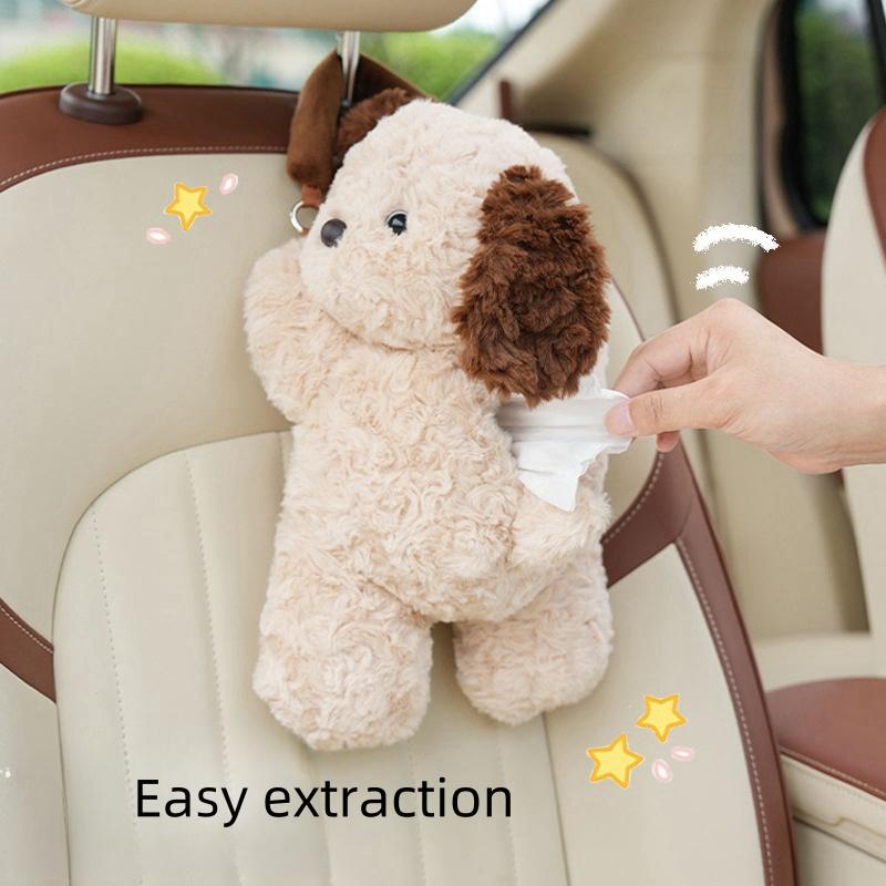 For Car Tissue Box cute cute pet car seat hanging tissue draw plush doll decorative car tissue box