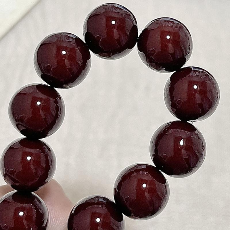 Přírodní třešňově červený náramek z korálků z kořene Bodhi Náramek ze semen Bodhi Buddhistické korálky Růženec Šťastné šperky