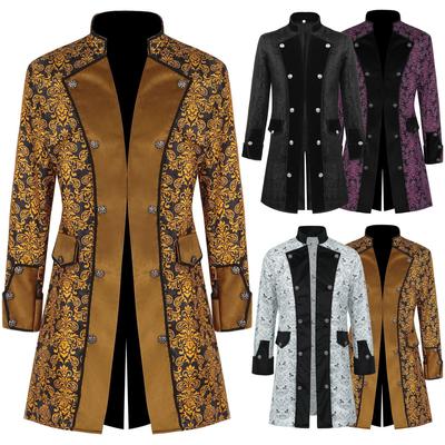 Pánská móda Steampunková bunda na knoflíky Vintage bunda Gotická Frock Coat Frak