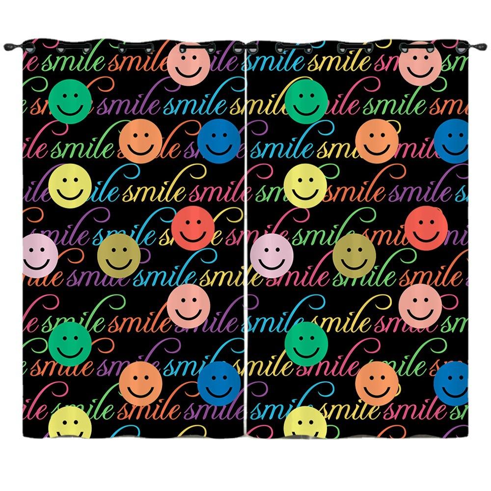 Curtain Funny Smiley Face 3D Digital Printing Blackout Curtain Punching