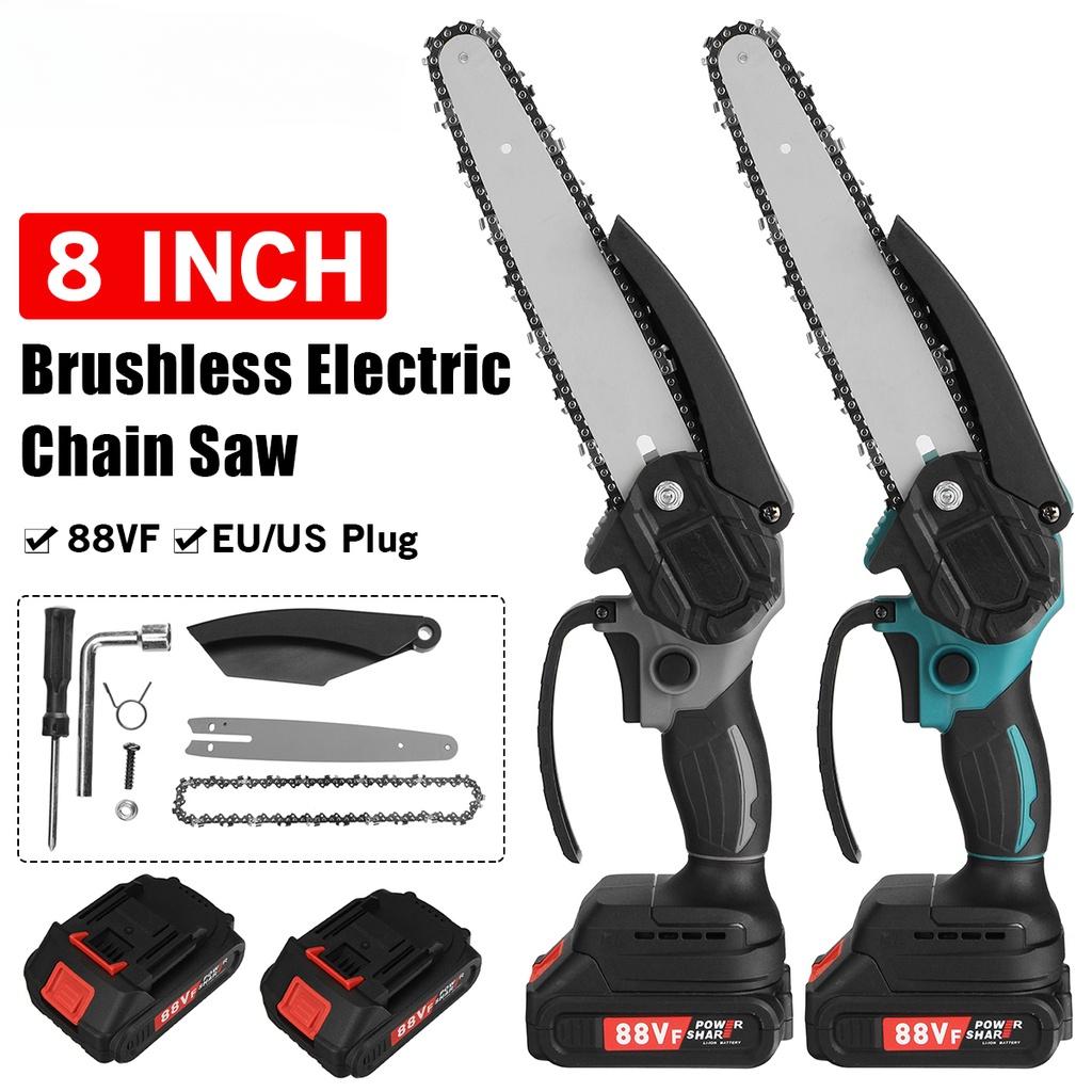8Inch 88VF Brushless Electric Chain Saw Mini Chainsaw Rechargeable Wood Cutter Pruning Garden Power Tool For Battery