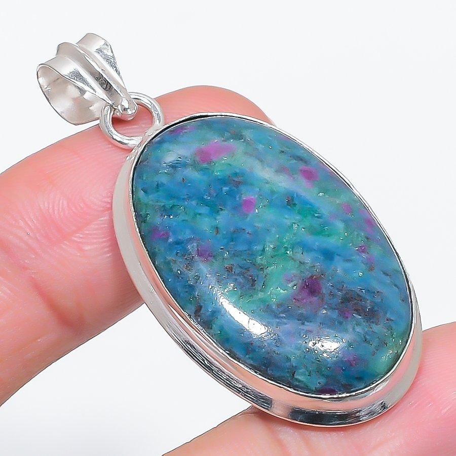 

Натуральный рубин фуксит драгоценный камень 925 стерлинговое серебро ювелирный кулон 1,97 L1A10