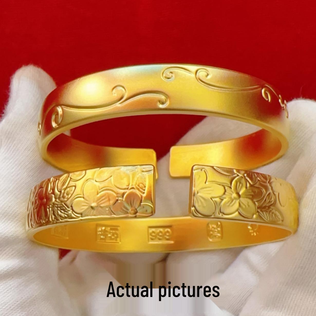 Винтажный браслет-обруч из акации: Вьетнамский открытый браслет золотого тона - Женские украшения в китайском стиле