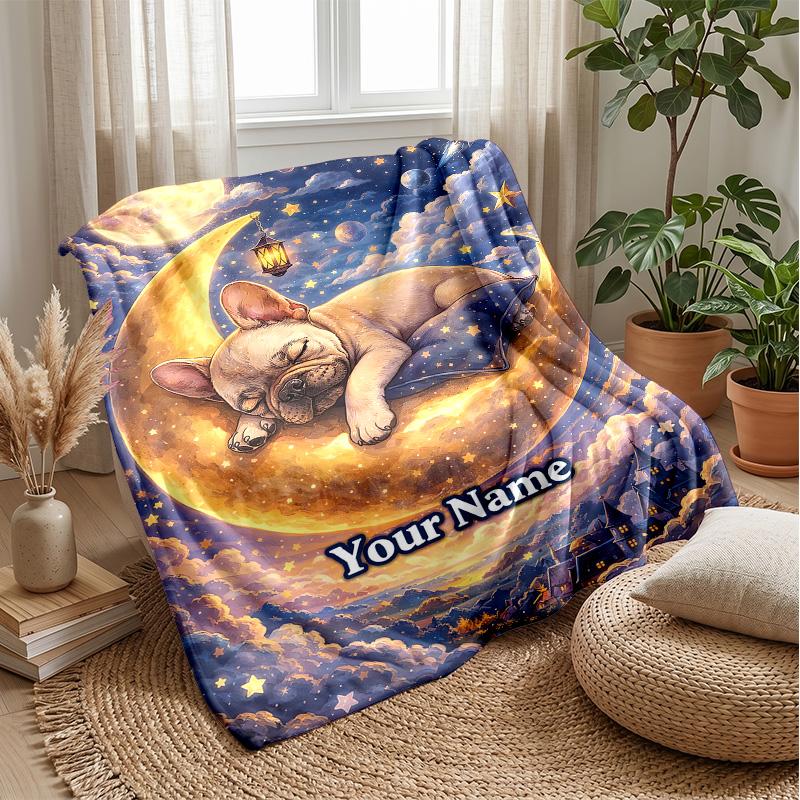 Cute Dog Playtime blanket Personalized Name Flannel Blanket Soft Cozy Plush Throw for Sofa Bed Lightweight Home Decor