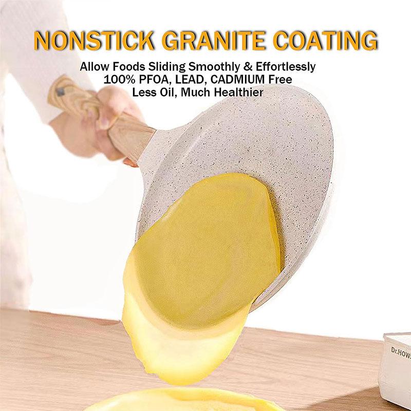 20/24/28cm Nonstick Crepe Egg Pan Pizza Frying Pan Tortillas Griddle Pan Granite Coating Flat Pancake Pan Induction Compatible