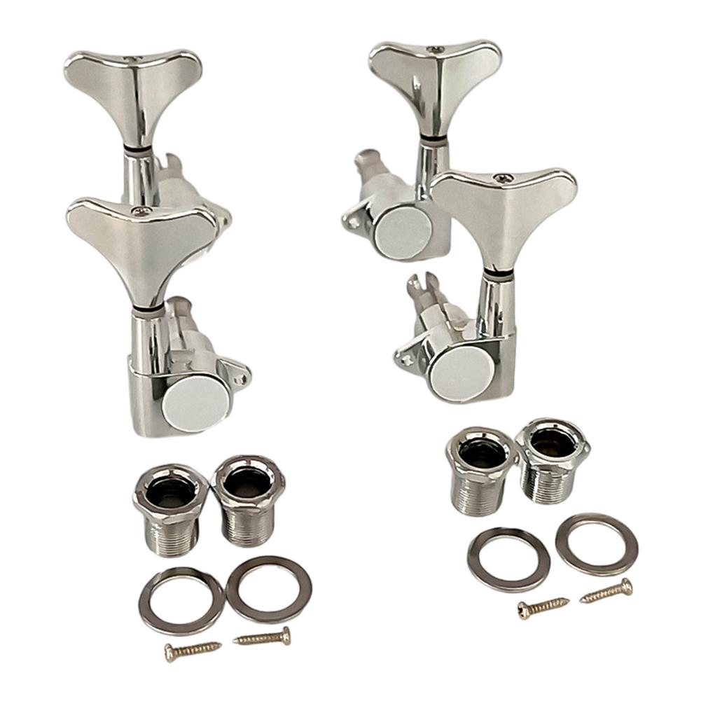 4Pcs Metal Bass Tuning Peg 2 Left&2 Right Guitar String Tuner Machine Head Knobs Tuning Keys for Acoustic Or Electric Guitar