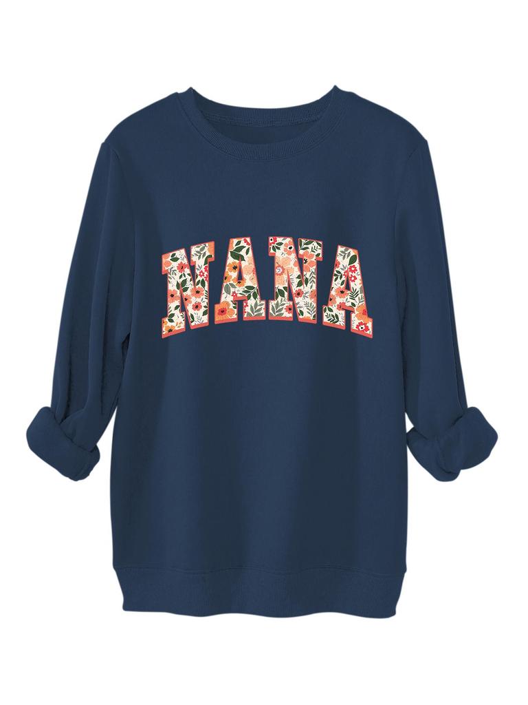 European Style Floral Grass Pattern Thick Warm Hoodie - Women's Round Neck Long Sleeve