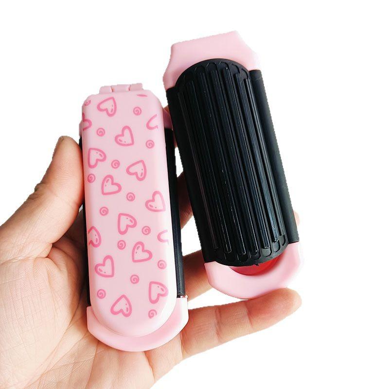 Portable Folding Air Cushion Brush with Mirror in Pink, Pocket-Size Comb for Scalp Massage & Styling