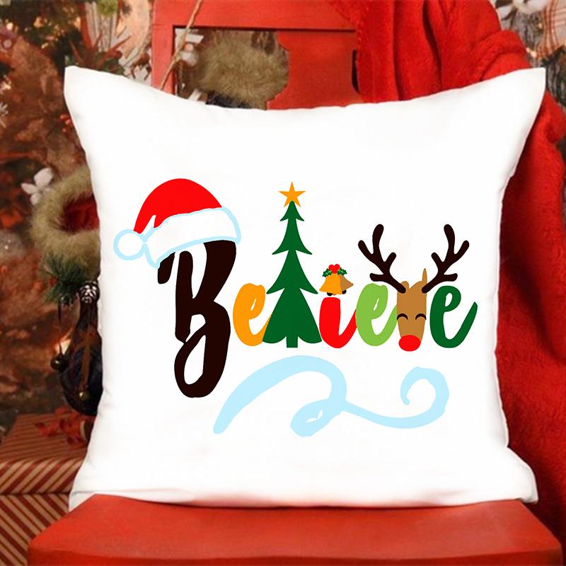 I Love Santa Claus Printed Pillowcase Christmas Sofa Cushion Cover Bed Pillowcase Room Cute Pillowcase Gift