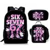 Hip Hop Popular Funny 67 Six Seven 3D Print 3pcs/Set Pupil School Bags Laptop Daypack Backpack Crossbody Lunch Bag Pencil Case
